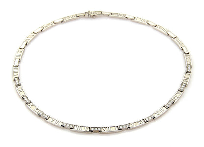 Tiffany & Co. 18k White Gold Atlas Diamond Necklace