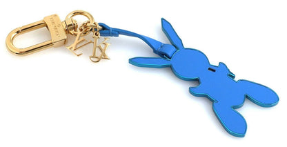 Louis Vuitton Blue Jeff Koons Rabbit Blue Logo Bag Charm Keychain Holder