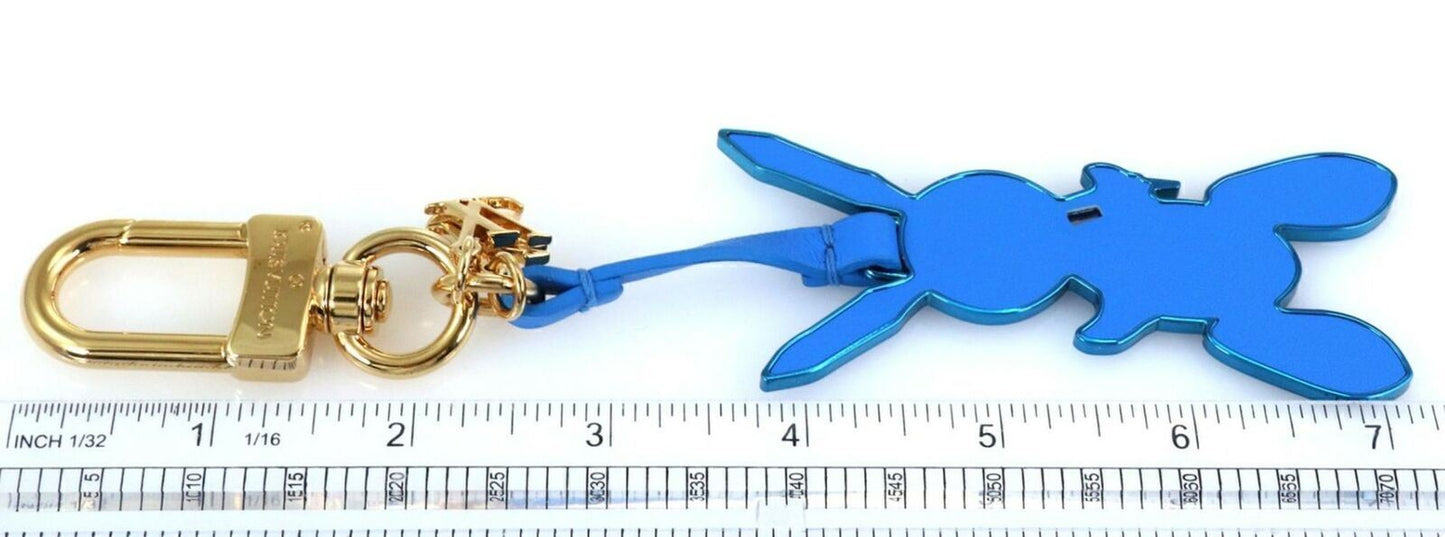 Louis Vuitton  Blue Jeff Koons Rabbit Blue Logo Bag Charm Keychain Holder