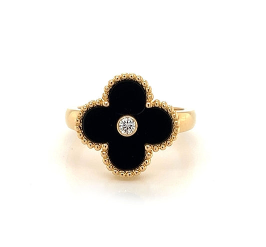 Van Cleef & Arpels 18k Yellow Gold Vintage Alhambra Diamond Onyx Ring | Rings | catalog, Designer Jewelry, Rings, Van Cleef & Arpels | Van Cleef & Arpels