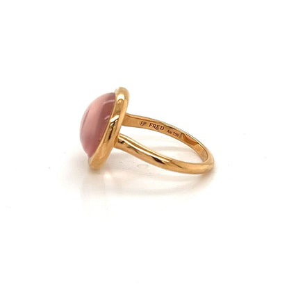 Fred of Paris Belles Rives Pink Quartz 18k Rose Gold Ring - Size 4