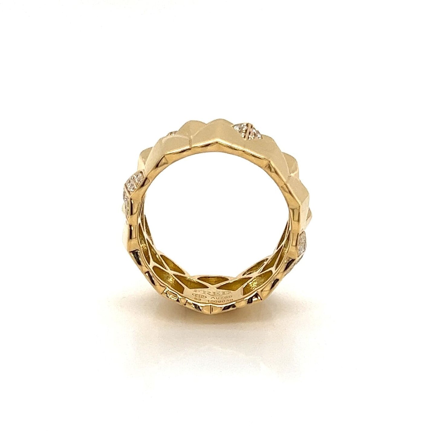 Fred of Paris Une ile D'or Diamond 18k Yellow Gold Crown Band Ring - Size 6