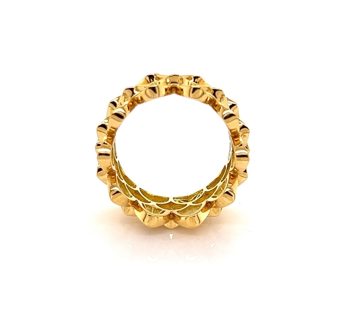 Fred of Paris Diamond 18k Yellow Gold 12mm Wide Crown Band Ring - Size 6.75