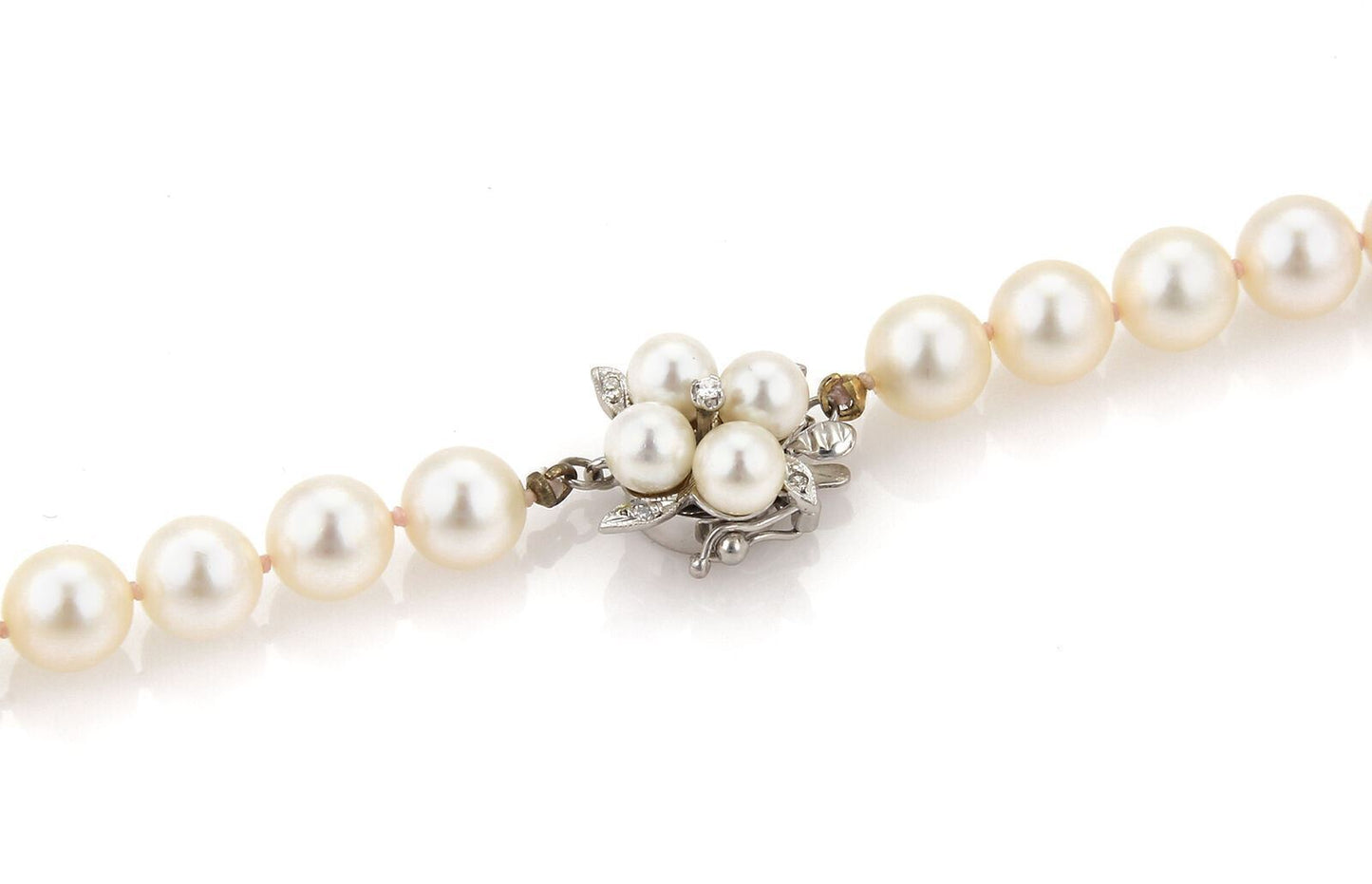 Cultured Pearls  & Diamond 14k Yellow Gold Necklace