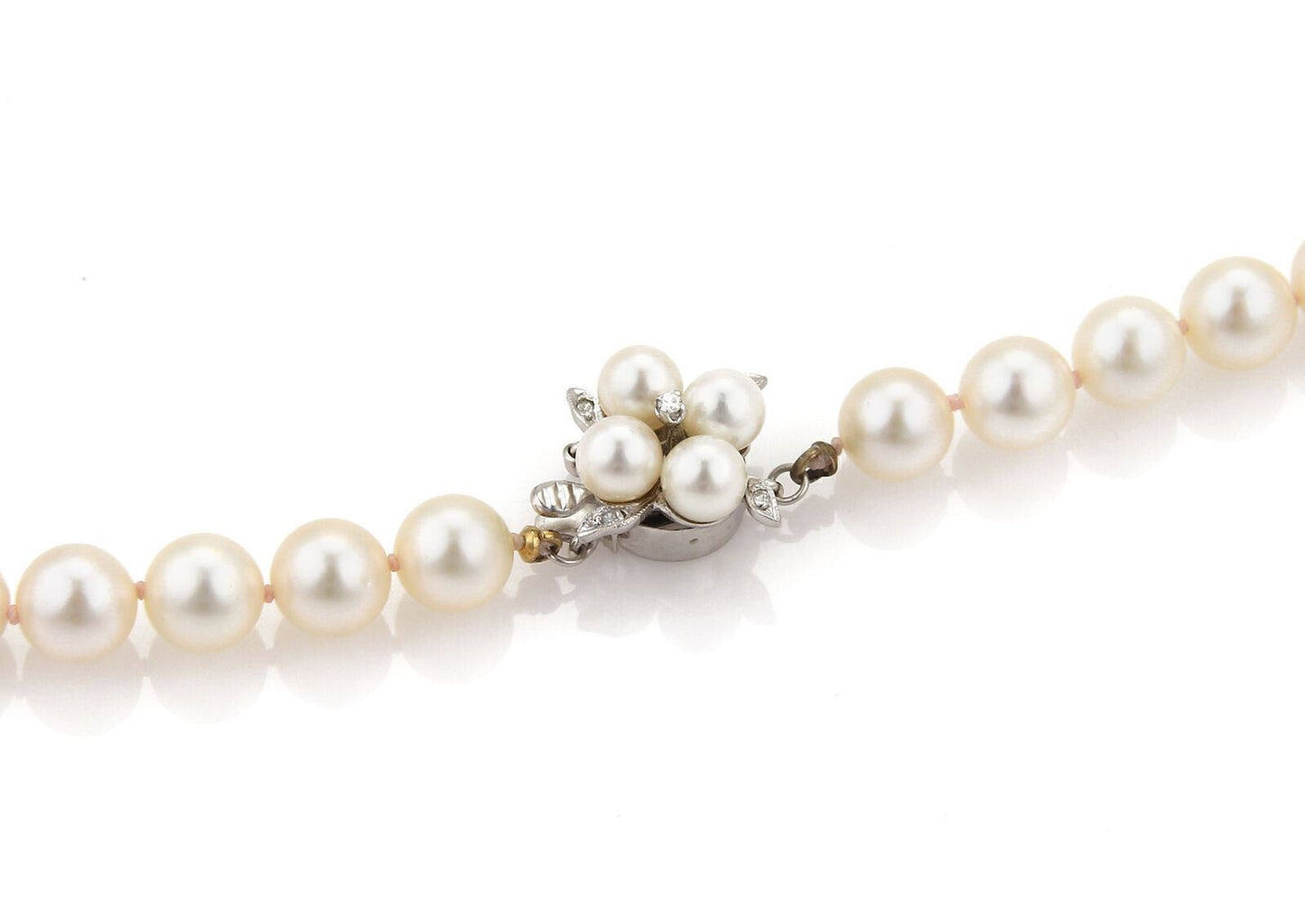 Cultured Pearls  & Diamond 14k Yellow Gold Necklace