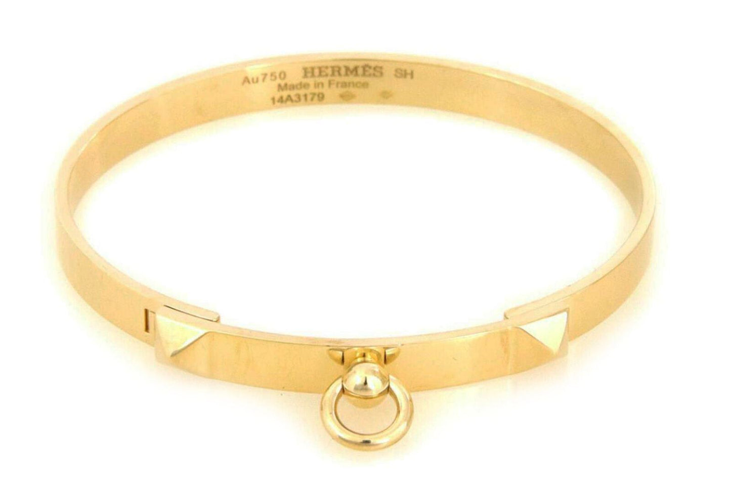 Hermes Collier de Chien 18k Yellow Gold Bangle Bracelet