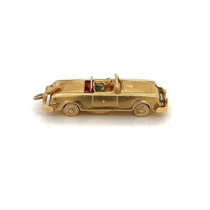 Enamel 14k Yellow Gold Car Charm Pendant