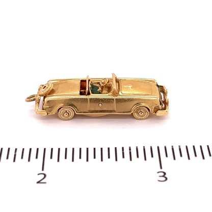 Enamel 14k Yellow Gold Car Charm Pendant