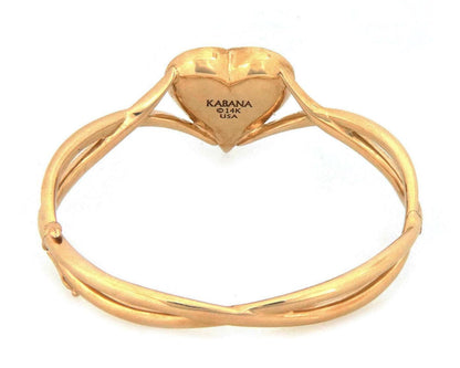 Kabana Multi Color Gems & Diamonds 14k Yellow Gold Heart Bangle Bracelet