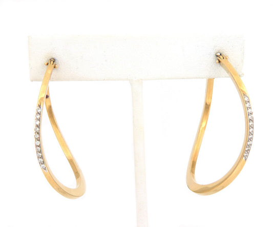 Roberto Coin Diamond 18k Yellow Gold Large Wave Hoop Earrings | Earrings | catalog, Designer Jewelry, Earrings, Roberto Coin | Roberto Coin
