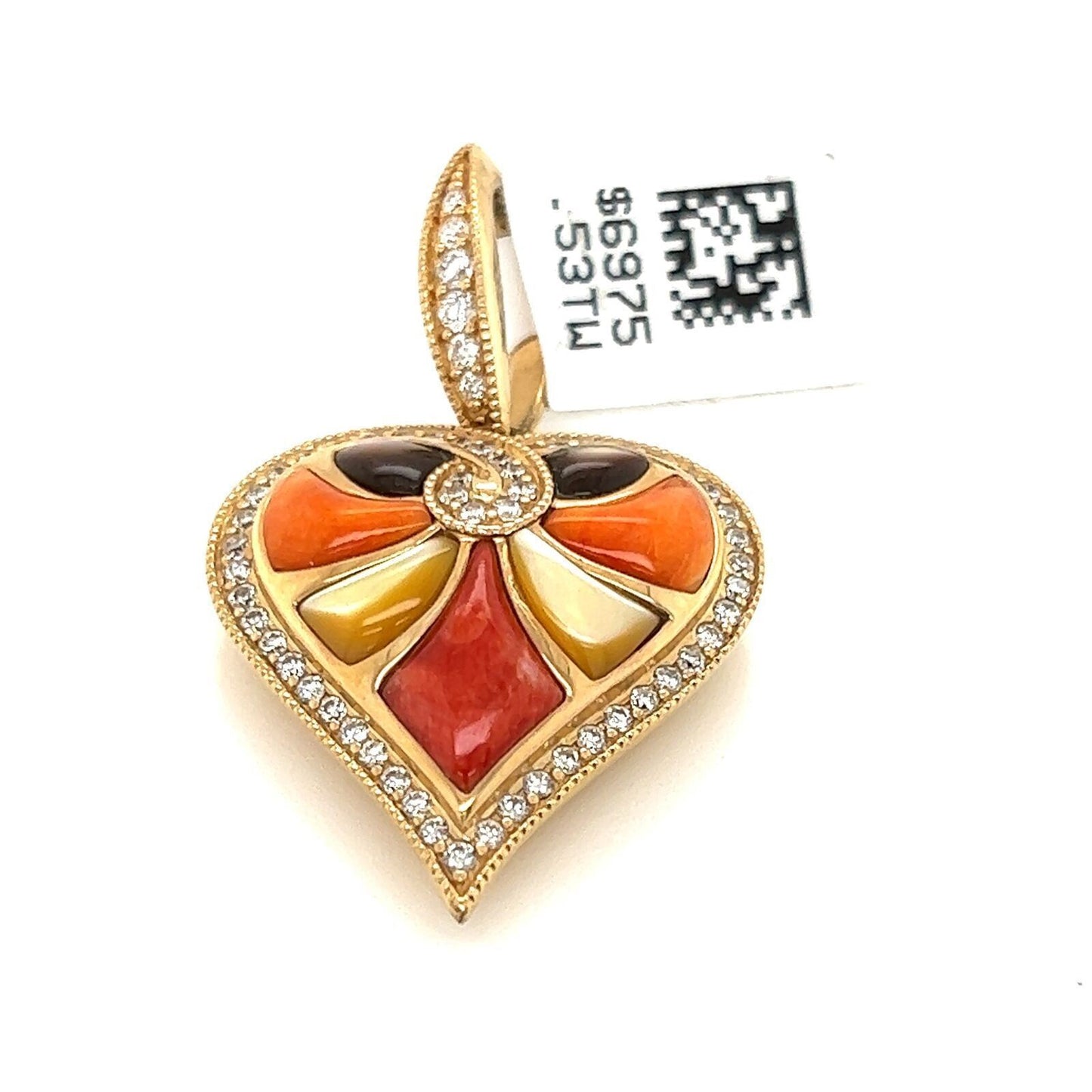 Kabana Diamond Spiny Oyster MOP Gems 14k Yellow Gold Heart Charm Pendant | Charms & Pendants | catalog, Charms, Designer Jewelry, Kabana, Pendants | Kabana