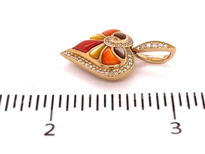Kabana Diamond Spiny Oyster MOP Gems 14k Yellow Gold Heart Charm Pendant