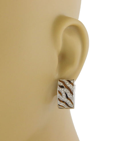 Roberto Coin Diamond Tiger's Eye 18k Gold Reversible Huggie Earrings