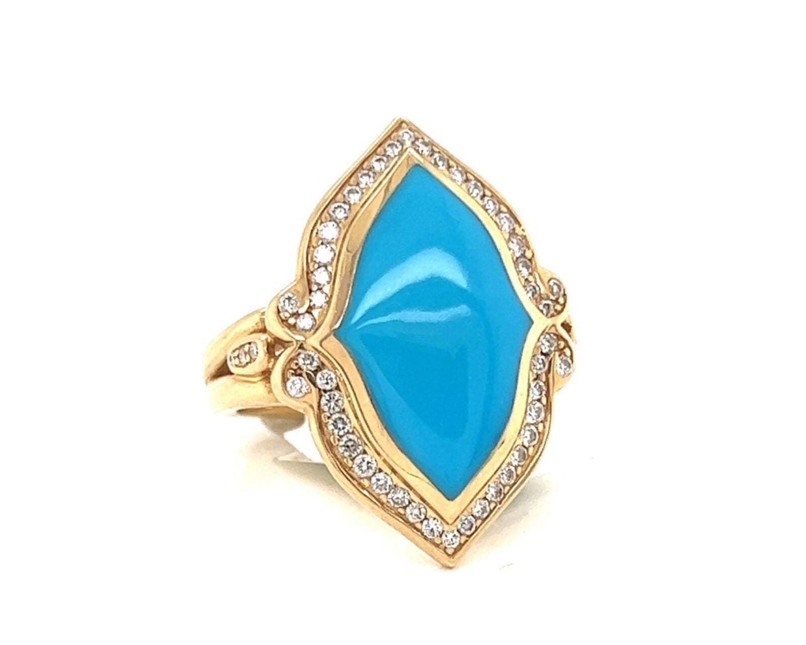 Kabana Diamond Turquoise Inlay 14k Yellow Floral Ring | Rings | catalog, Designer Jewelry, Kabana, Rings | Kabana