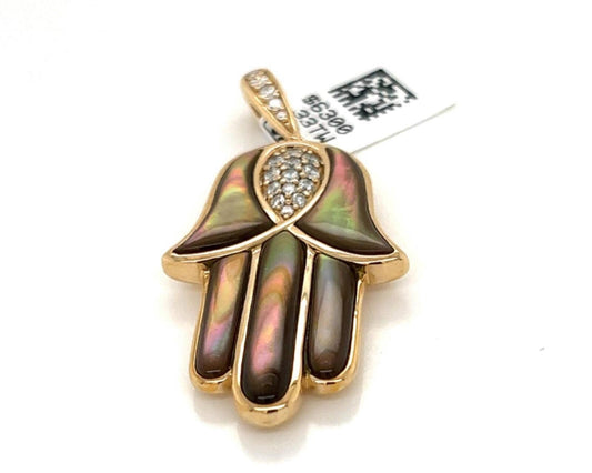Kabana Diamond Mother of Pearl 14k Yellow Gold Hand of Gold Pendant | Charms & Pendants | catalog, Charms, Designer Jewelry, Kabana, Pendants | Kabana
