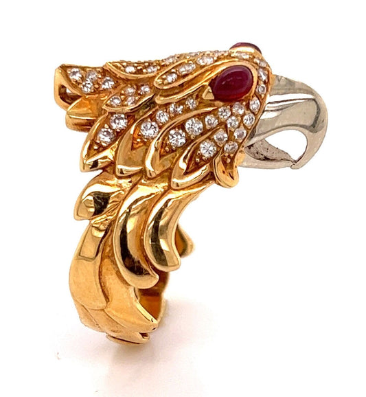 Diamond Ruby 18k Two Tone Gold Eagle Ring | Rings | catalog, Estate, Rings | Estate