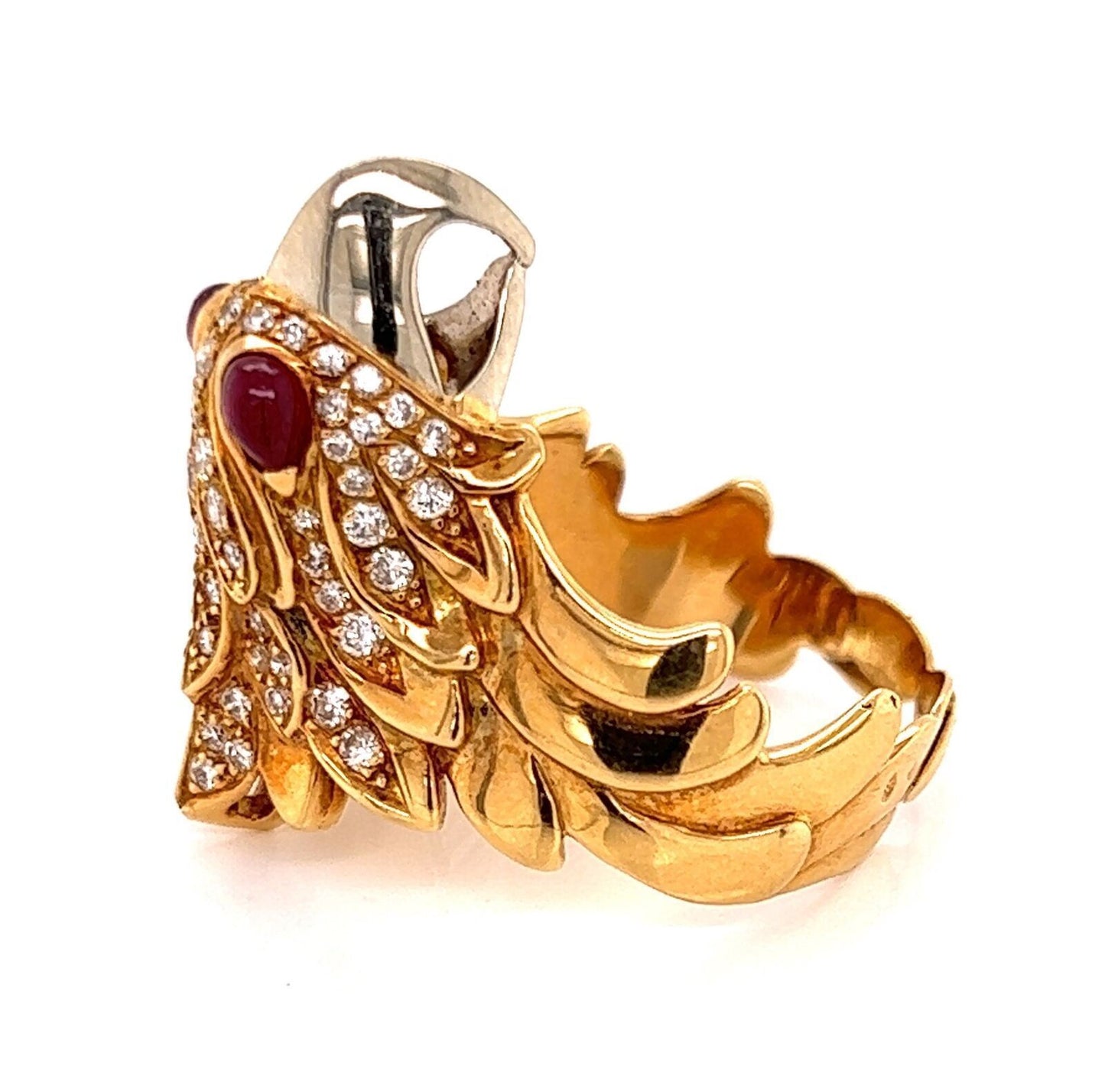 Diamond Ruby 18k Two Tone Gold Eagle Ring