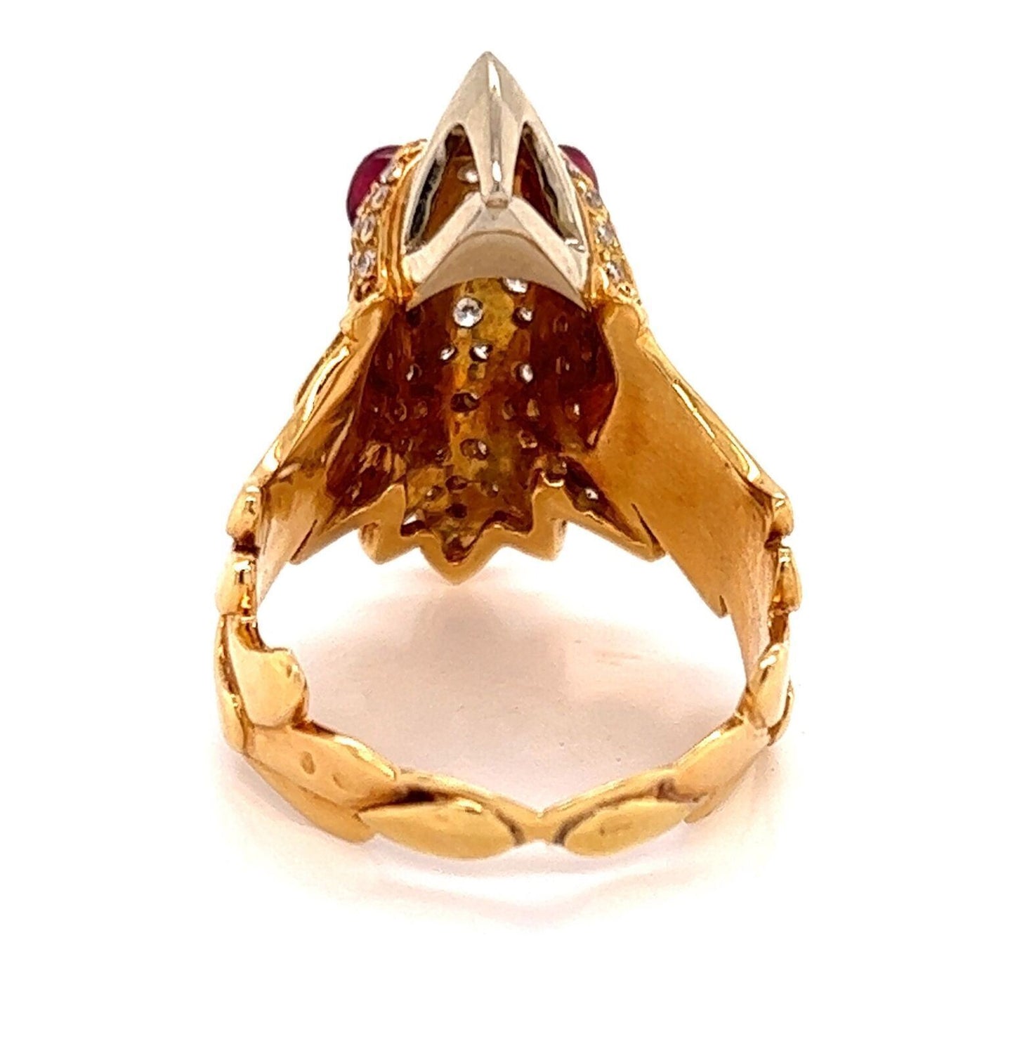 Diamond Ruby 18k Two Tone Gold Eagle Ring