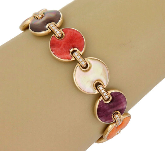 Kabana Spiny Oyster MOP Diamond 14k Yellow Gold Button Link Bracelet | Bracelets | Bracelets, catalog, Designer Jewelry, Kabana | Kabana