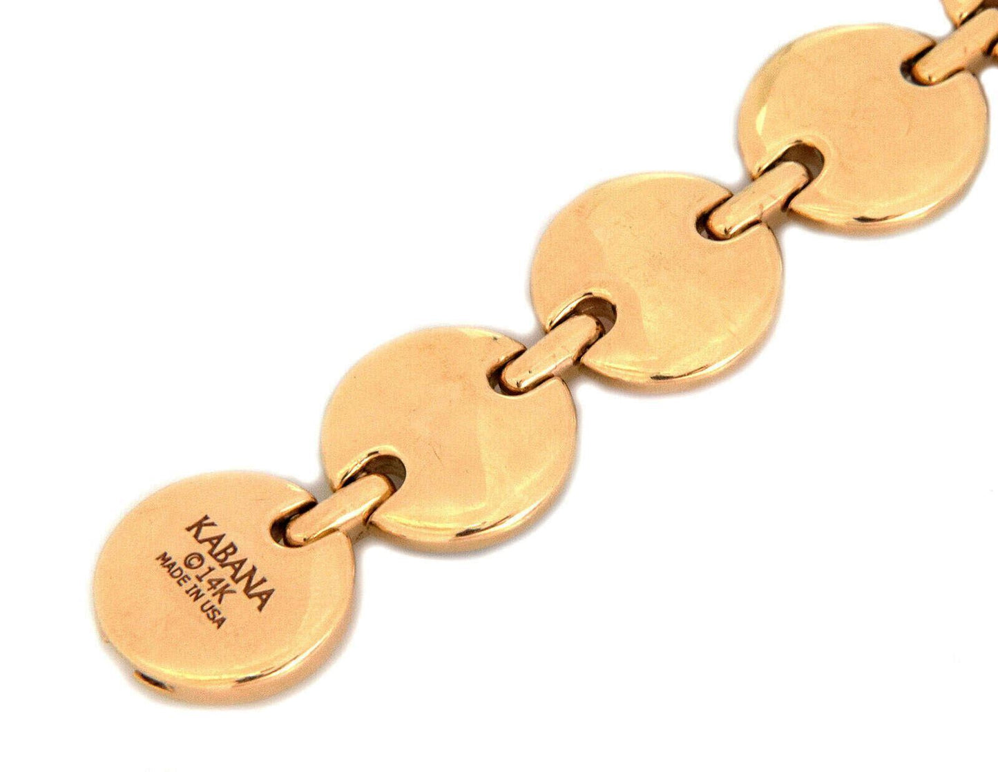 Kabana Spiny Oyster MOP Diamond 14k Yellow Gold Button Link Bracelet