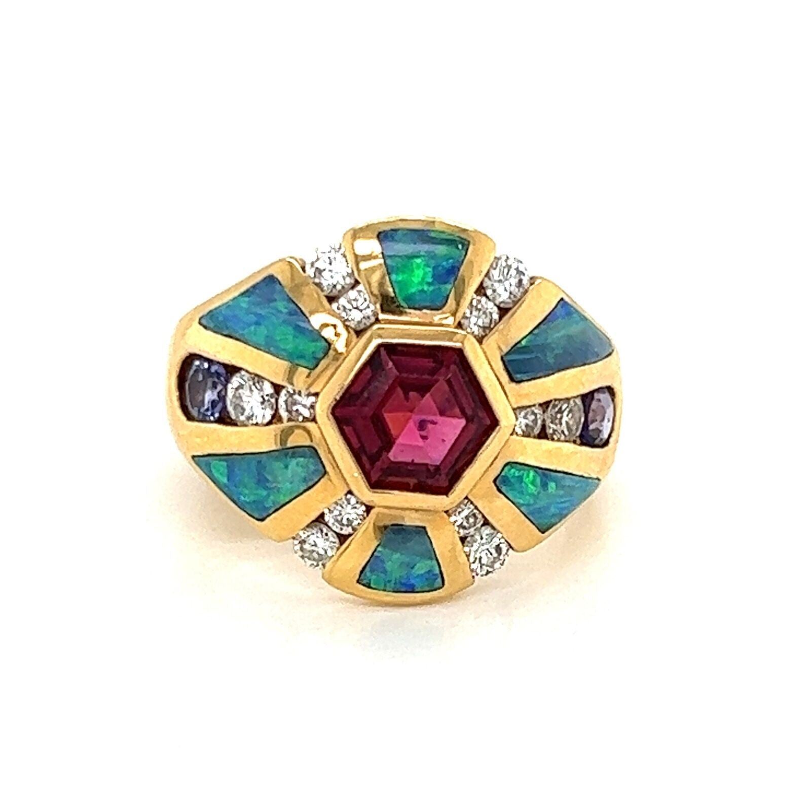 Kabana Diamond Fire Opal Tourmaline Iolite 14k Yellow Gold Ring | Rings | catalog, Designer Jewelry, Kabana, Rings | Kabana