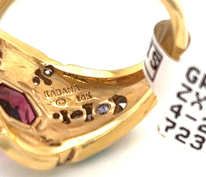 Kabana Diamond Fire Opal Tourmaline Iolite 14k Yellow Gold Ring
