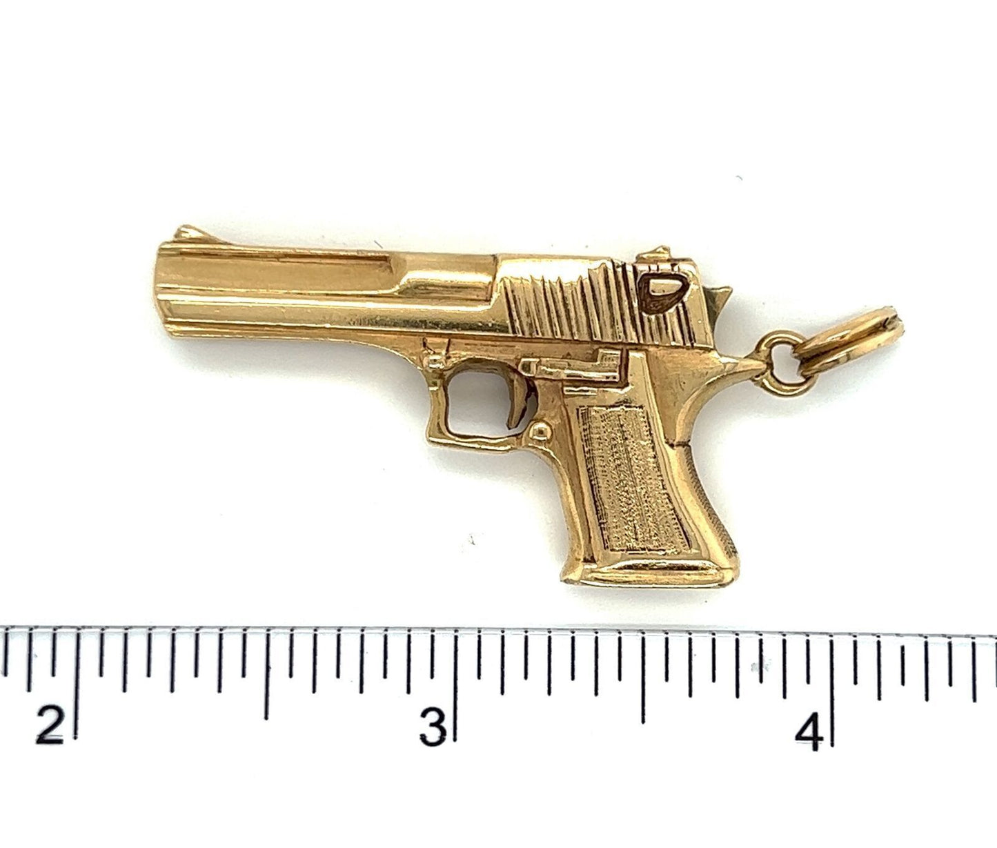 Pistol Handgun 14k Yellow Gold Charm Pendant