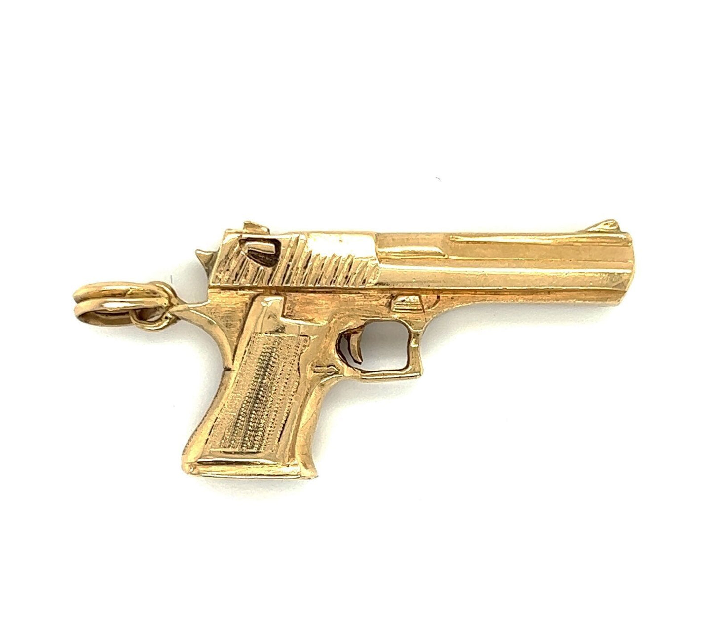 Pistol Handgun 14k Yellow Gold Charm Pendant