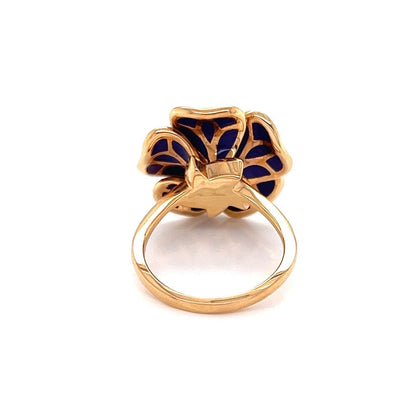 Rosato Diamond 18k Rose Gold Purple Enamel Flower Ring