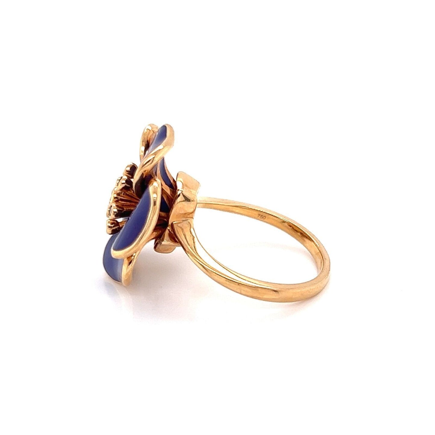 Rosato Diamond 18k Rose Gold Purple Enamel Flower Ring