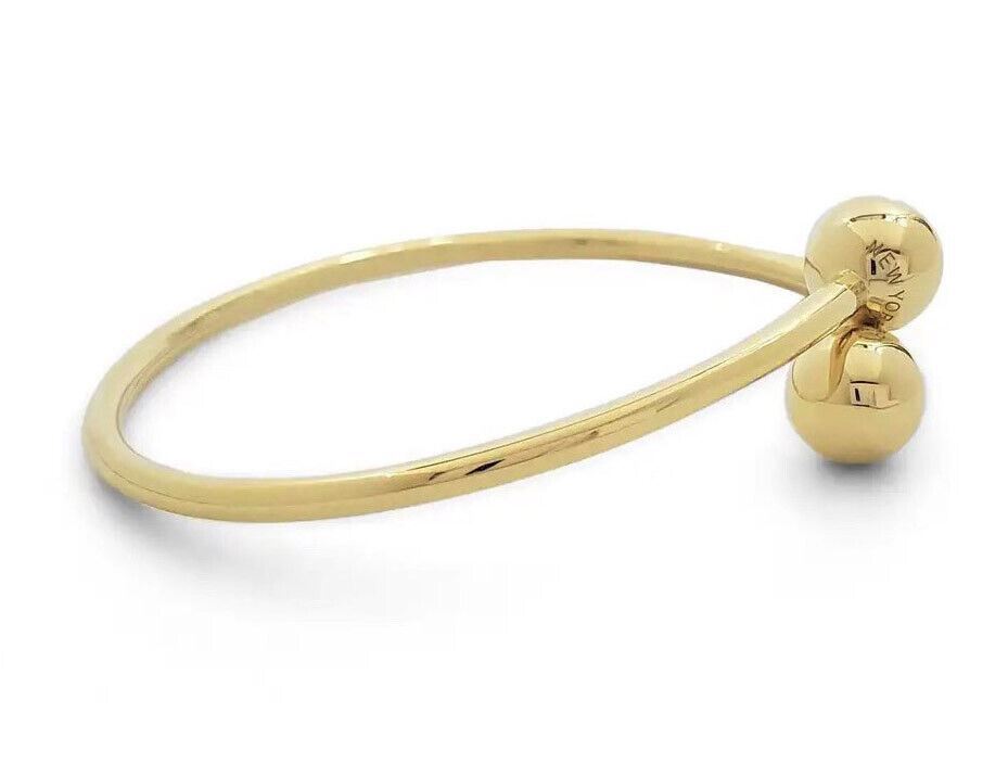 Tiffany & Co. Hardwear 8mm Ball Bypass 18k Yellow Gold Bangle Bracelet