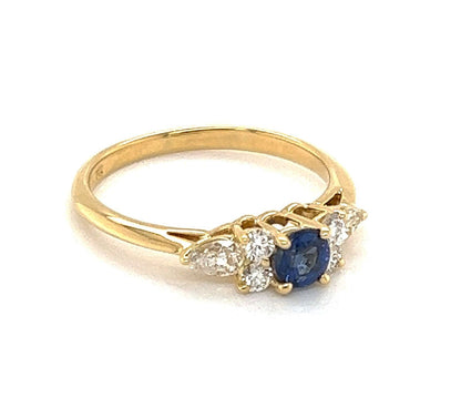 Tiffany & Co. Diamond & Sapphire 18k Yellow Gold Cocktail Ring - Size 6