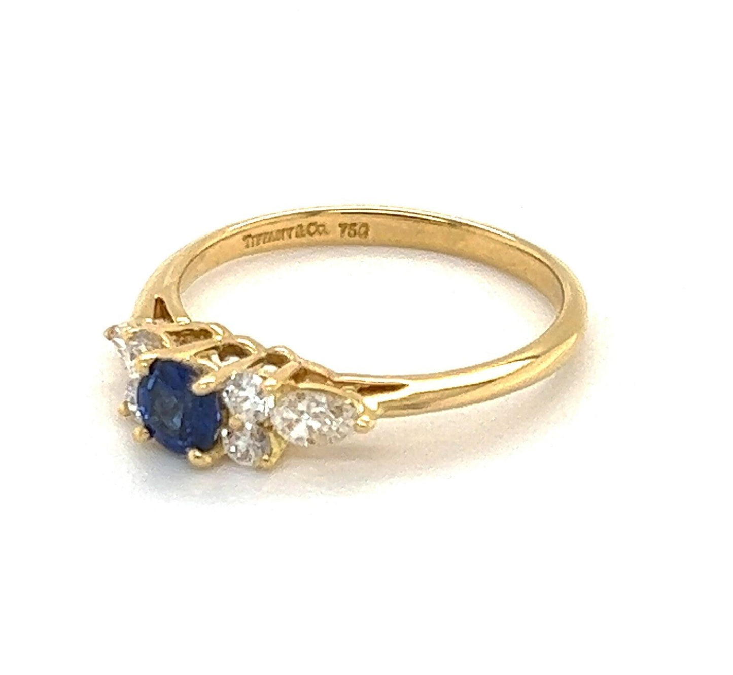 Tiffany & Co. Diamond & Sapphire 18k Yellow Gold Cocktail Ring - Size 6