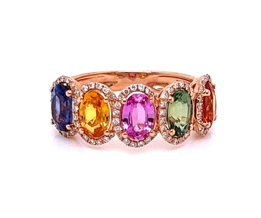 Multicolor Sapphire Diamond 18k Rose Gold Fancy Band Ring | Rings | bands, catalog, Estate, Rings | Estate