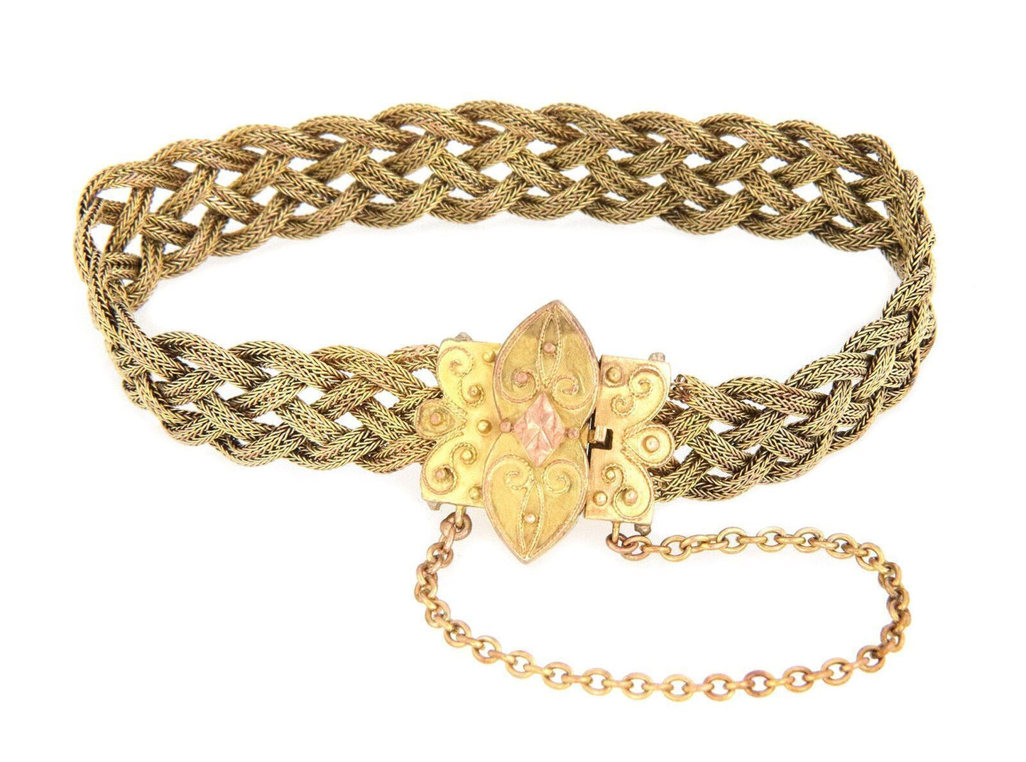 Braided Flex 18k Yellow & Rose Gold Floral Bracelet
