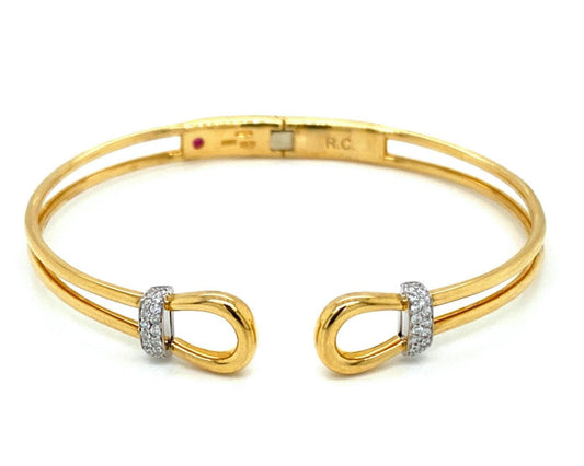 Roberto Coin Classica Parisienne Diamond 18k Gold Loop Cuff Bracelet | Bracelets | Bangles, Bracelets, catalog, cuffs, Designer Jewelry, Roberto Coin | Roberto Coin