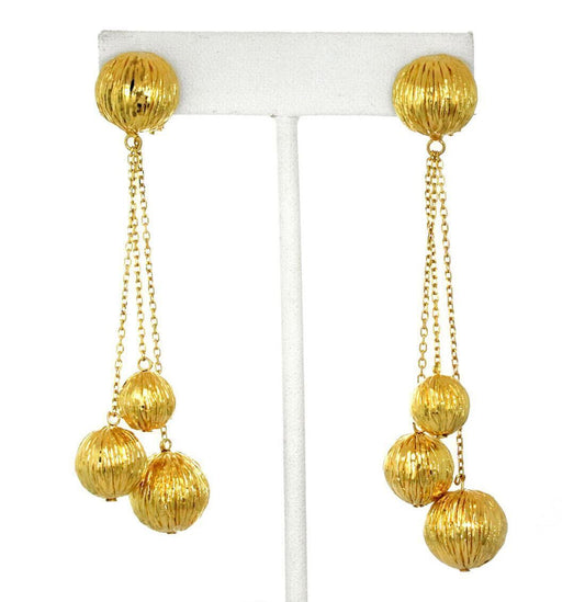 Giordana Castellan 14k Yellow Gold Triple Chain Foil Wrap Balls Dangle Earrings | Earrings | catalog, Designer Jewelry, Earrings, Giordana Castellan | Giordana Castellan