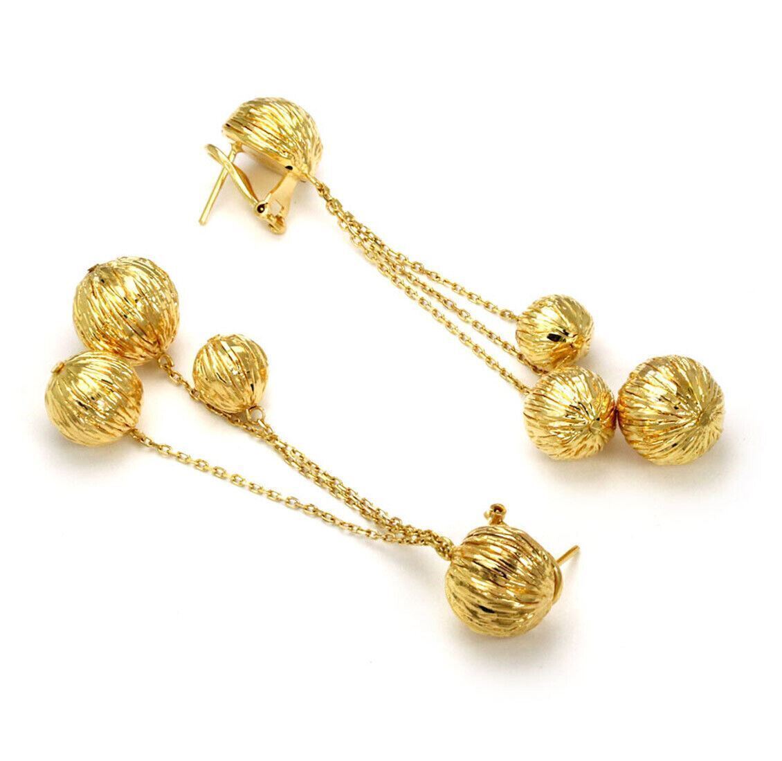 Giordana Castellan 14k Yellow Gold Triple Chain Foil Wrap Balls Dangle Earrings