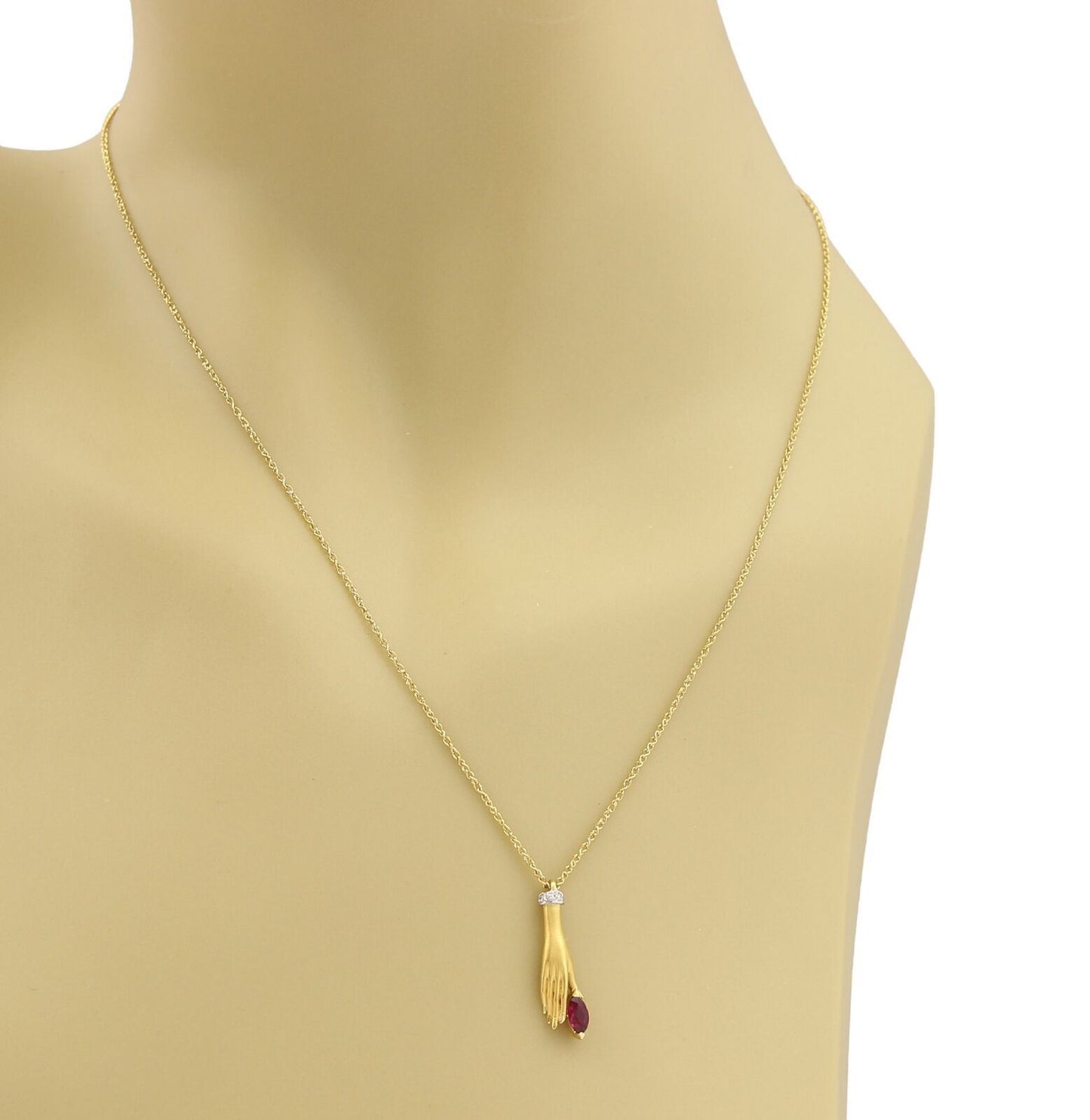 Carrera y Carrera Diamond Ruby 18k Yellow Gold Hand Pendant Necklace