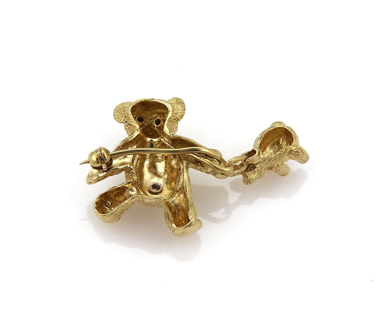 Tiffany & Co. Vintage Diamond Sapphire 18k Gold Mother & Baby Bear Brooch