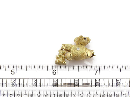 Tiffany & Co. Vintage Diamond Sapphire 18k Gold Mother & Baby Bear Brooch