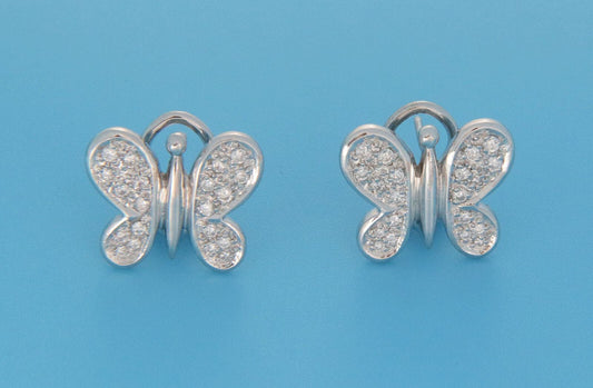 Tous Diamond 18k White Gold Butterfly Huggie Earrings | Jewels by Joy