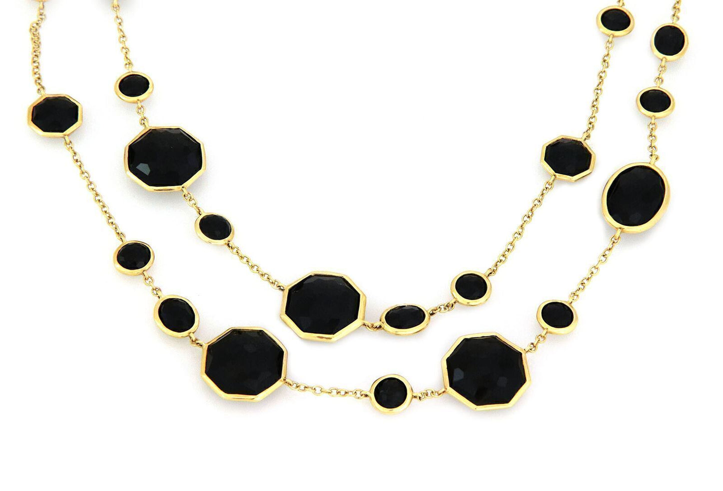 Ippolita Onyx Rock Candy Assorted Shape Station 18k Gold Necklace 36" Long