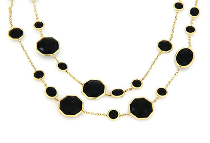 Ippolita Onyx Rock Candy Assorted Shape Station 18k Gold Necklace 36" Long