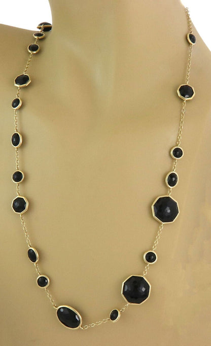 Ippolita Onyx Rock Candy Assorted Shape Station 18k Gold Necklace 36" Long