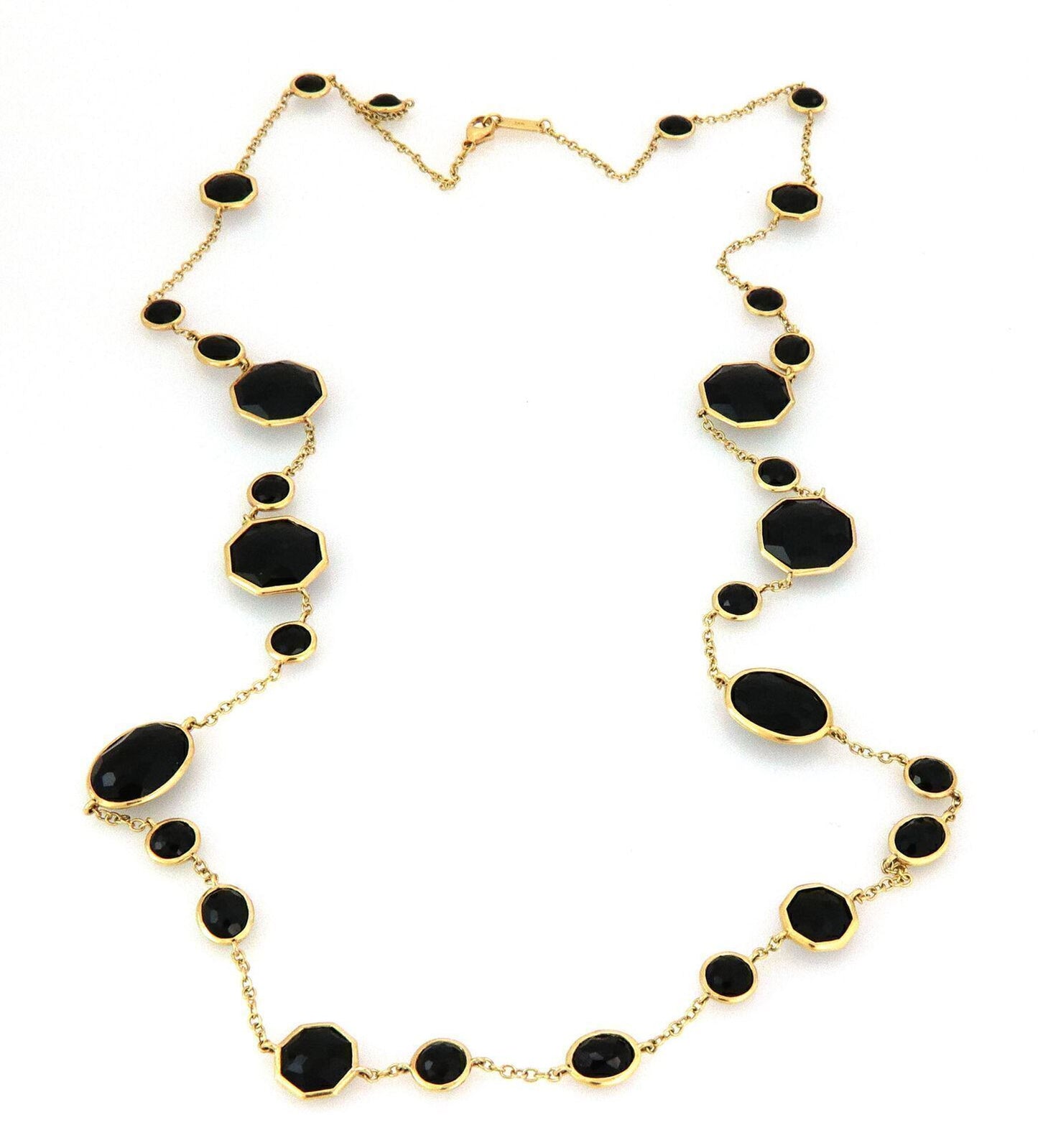 Ippolita Onyx Rock Candy Assorted Shape Station 18k Gold Necklace 36" Long