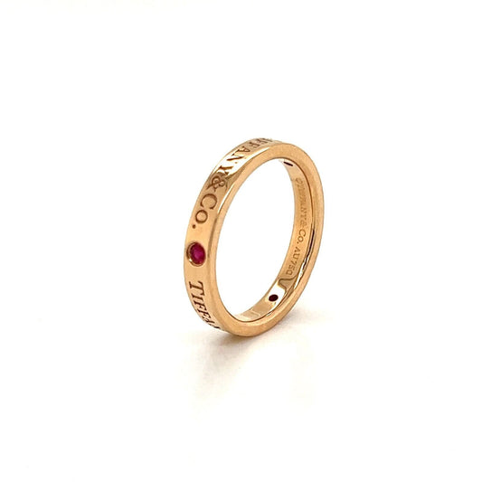 Tiffany & Co. Signature 3 Ruby 18k Rose Gold Flat Wedding Band Ring | Rings | bands, catalog, Designer Jewelry, Rings, Tiffany & Co. | Tiffany & Co.