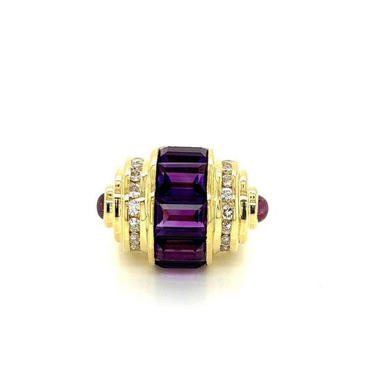 Lagos Diamond Amethyst 18k Yellow Gold Ring | Jewels by Joy