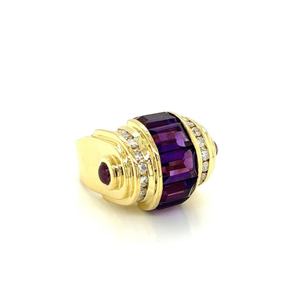 Lagos Diamond Amethyst 18k Yellow Gold Ring