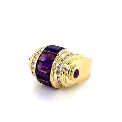 Lagos Diamond Amethyst 18k Yellow Gold Ring